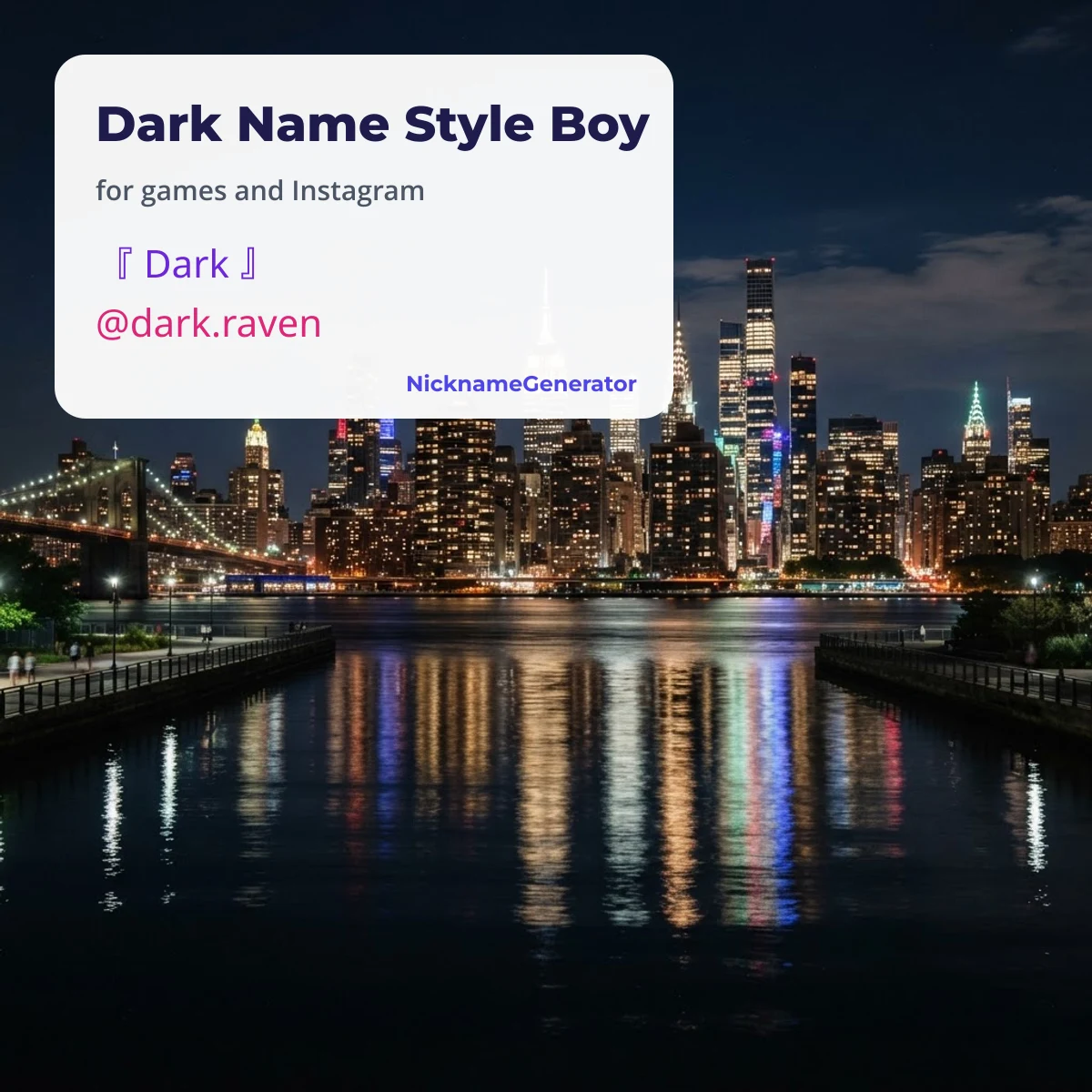 Dark name style for boys in games and Instagram