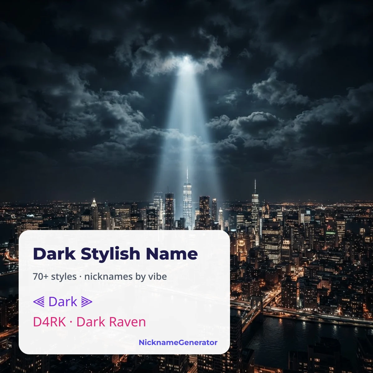 Dark stylish name and nickname ideas with symbol frames