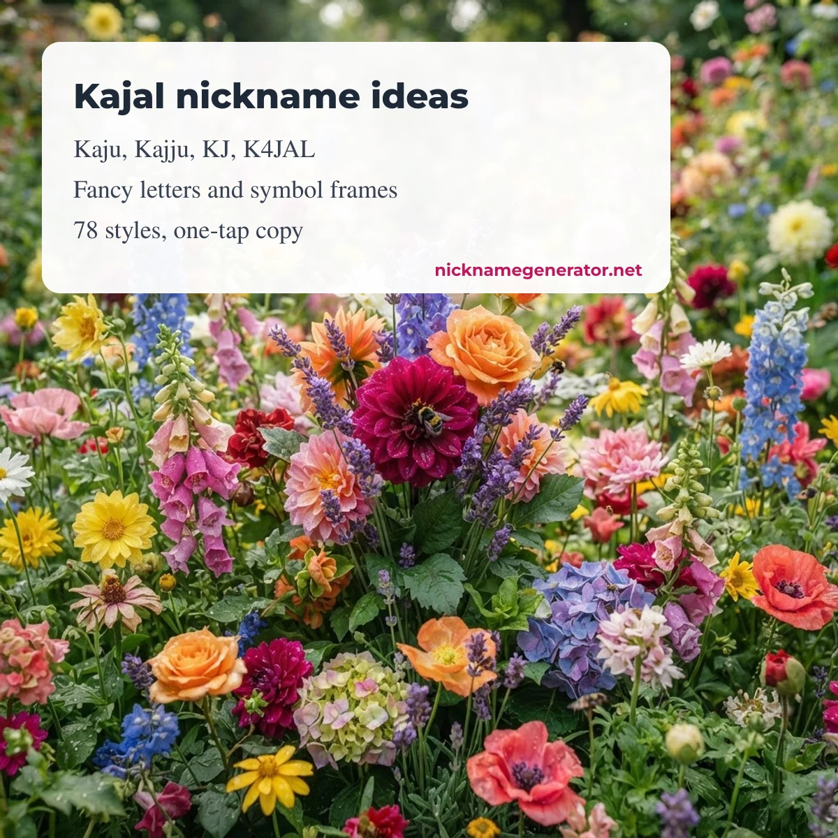 Kajal stylish name and nickname ideas with symbol frames