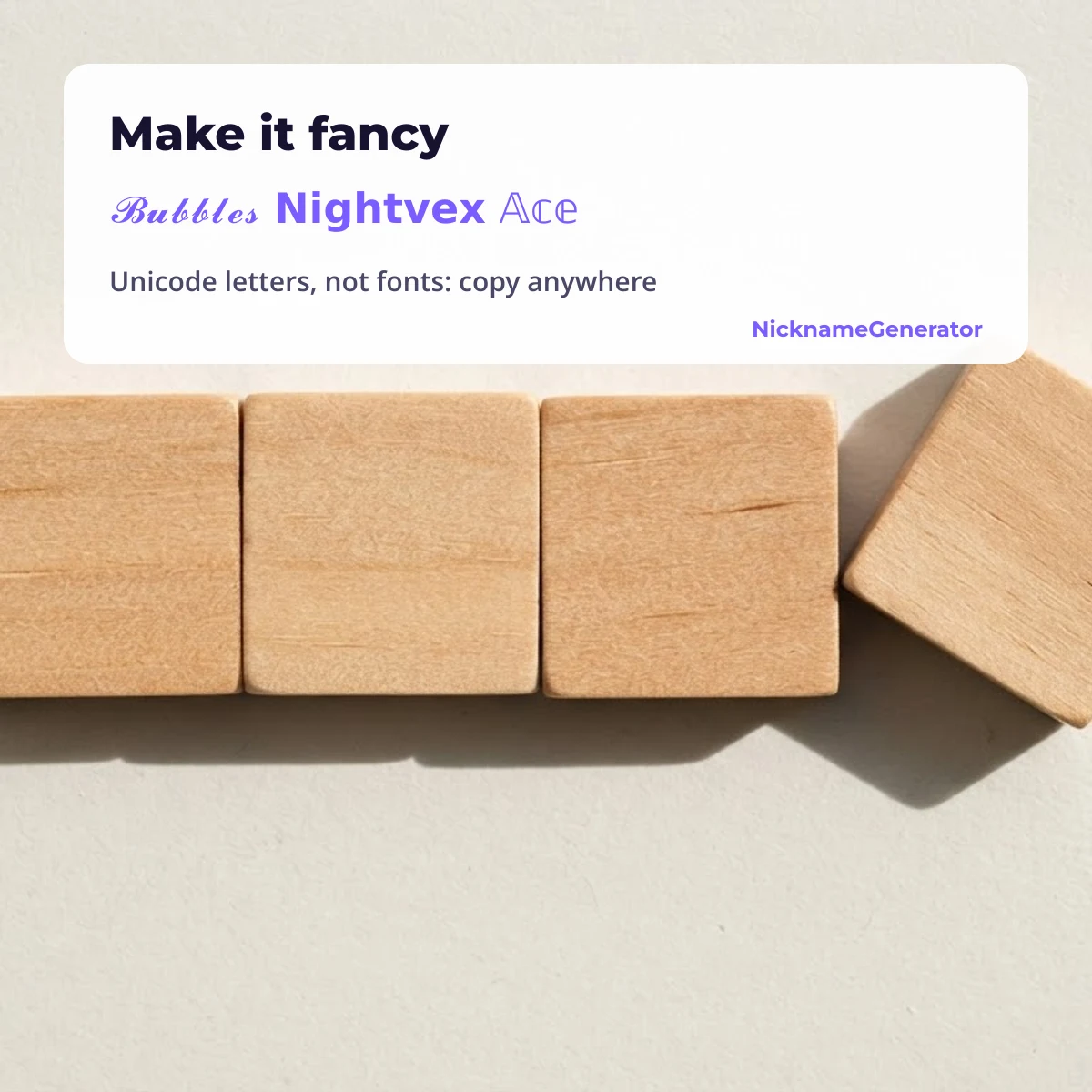 Nickname generator with fancy Unicode letters you can copy