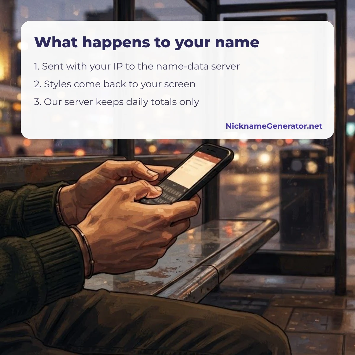 What happens to the name you type in the nickname generator